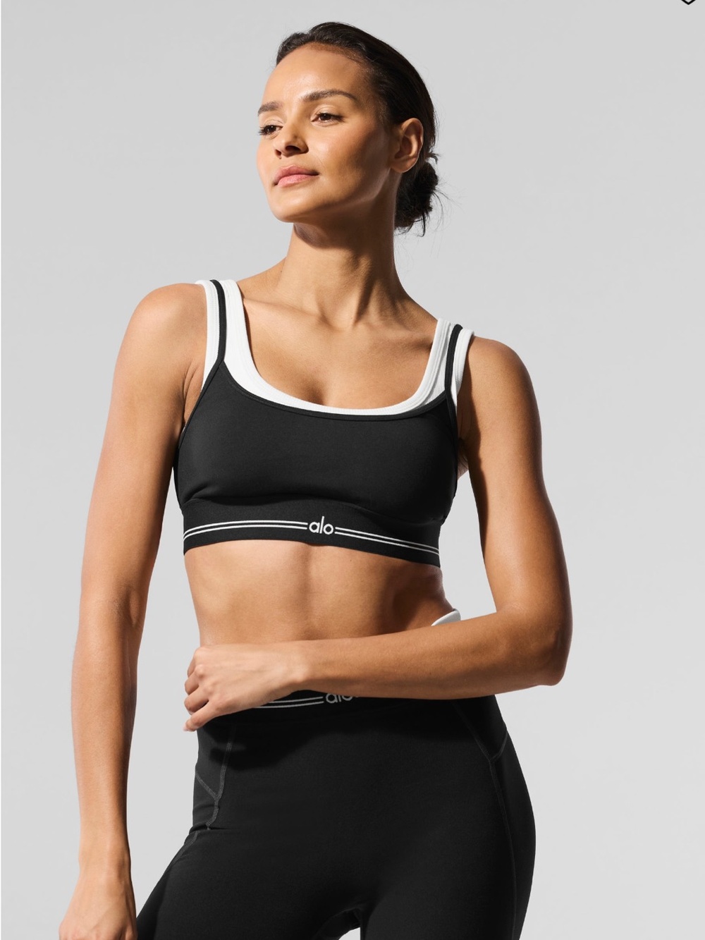 Alo Yoga Airbrush Better Together Bra - Black/White Large